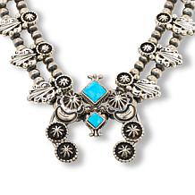 Chaco Canyon 20-1/2" Kingman Turquoise Squash Blossom Drop Necklace