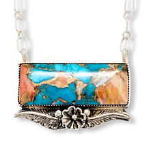 Chaco Canyon 20-3/4" Sterling Silver Engraved Flower Bar Necklace