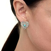 Chaco Canyon Etched Campitos Turquoise Heart-Shaped Stud Earrings