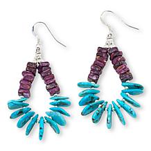 Chaco Canyon Kingman Turquoise and Spiny Oyster Shell Drop Earrings