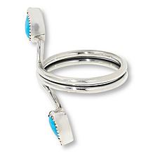 Chaco Canyon Pear-Shaped Sleeping Beauty Turquoise 2-Stone Bypass Ring