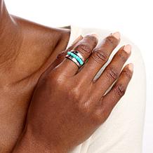 Chaco Canyon Sleeping Beauty Turquoise Engraved Beaded Band Ring
