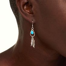 Chaco Canyon Sleeping Beauty Turquoise Feather Dangle Earrings