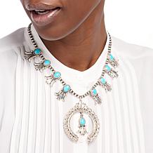 Chaco Canyon Squash Blossom Sleeping Beauty Turquoise Necklace