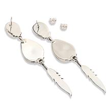 Chaco Canyon Sterling Silver Baja Turquoise "Feather" Drop Earrings