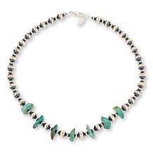 Chaco Canyon Sterling Silver Bead and Kingman Turquoise Chip Necklace