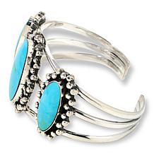 Chaco Canyon Sterling Silver Blue Campitos Turquoise Oval Beaded Cuff