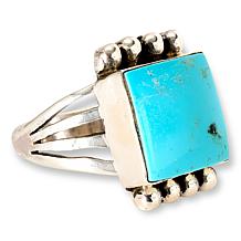 Chaco Canyon Sterling Silver Blue Kingman Turquoise Square Ring