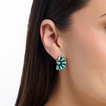 Chaco Canyon Sterling Silver Campitos Turquoise Half-Cluster Earrings