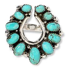 Chaco Canyon Sterling Silver Campitos Turquoise Horseshoe Ring