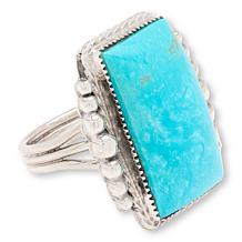 Chaco Canyon Sterling Silver Campitos Turquoise Rectangle Ring