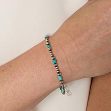 Chaco Canyon Sterling Silver Kingman Turquoise Bead Bracelet