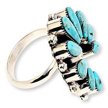 Chaco Canyon Sterling Silver Kingman Turquoise Cluster Naja Ring