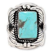 Chaco Canyon Sterling Silver Kingman Turquoise Leaf Ring