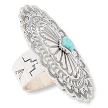 Chaco Canyon Sterling Silver Kingman Turquoise Oval Concho Ring