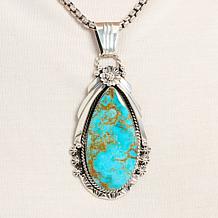 Chaco Canyon Sterling Silver Kingman Turquoise Pear Pendant
