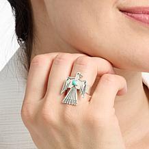 Chaco Canyon Sterling Silver Kingman Turquoise Thunderbird Ring