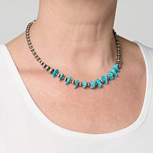 Chaco Canyon Sterling Silver "Navajo Pearl" Kingman Turquoise Necklace