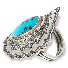 Chaco Canyon Sterling Silver Patagonia Turquoise Oval Elongated Ring