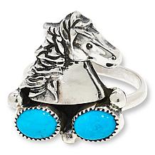 Chaco Canyon Sterling Silver Sleeping Beauty Turquoise Horse Ring