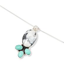 Chaco Canyon White Buffalo Howlite and Turquoise Pendant with Chain