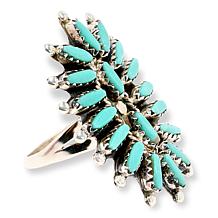 Chaco Canyon Zuni Petitepoint Campitos Turquoise Needlepoint Ring
