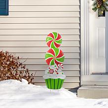 Christmas Metal Peppermint and Cupcake Yard Stake