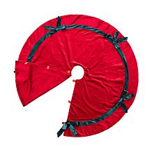 Christmas Tree Skirt with Velvet and Satin Bows, 48" Diameter