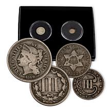 Circulated Silver and Nickel 3-Cent Pieces - Set of 2
