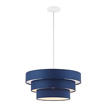 Clelia 20" Navy/White Fabric/Iron Extendable Pendant