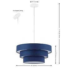 Clelia 20" Navy/White Fabric/Iron Extendable Pendant