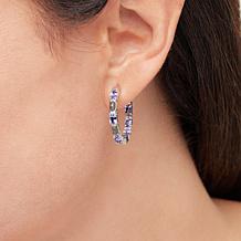 Colleen Lopez 1" Gemstone and Diamond Inside-Outside Hoop Earrings