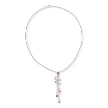 Colleen Lopez 18" Rubelite and White Zircon Lariat Necklace