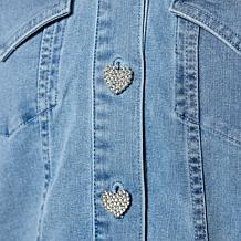 Colleen Lopez 3/4-Sleeve Denim Jacket with Frayed Hem