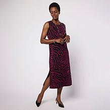 hi lo knit dress Nina Leonard Puffed Print Hi-Low Shirtdress Front pleats