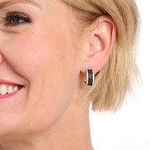 Colleen Lopez Black Spinel and White Zircon Half Hoop Earrings