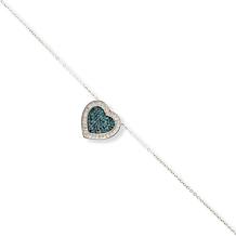 Colleen Lopez Blue and White Diamond Heart Necklace