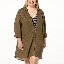 Colleen Lopez Button-Front Sequin Tunic