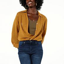 Colleen Lopez Button-Front Sequin Tunic