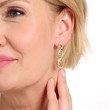 Colleen Lopez Citrine and White Zircon Pear-Shaped Dangle Earrings