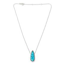 Colleen Lopez Composite Turquoise and White Zircon Pear Halo  Necklace