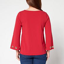 Colleen Lopez Crepe Knit Top with Grommets