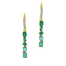 Colleen Lopez Emerald and Diamond Goldtone Drop Earrings