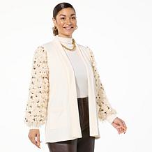 Colleen Lopez Feathered Balloon Sleeve Cardigan