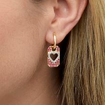 Colleen Lopez Gemstone and White Zircon Heart Tag Drop Earrings