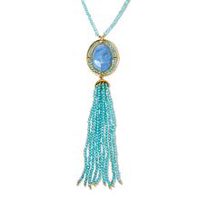 Colleen Lopez Gemstone Bead Tassel Drop 28" Necklace