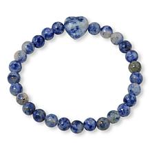 Colleen Lopez Gemstone Heart and Round Beaded Stretch Bracelet