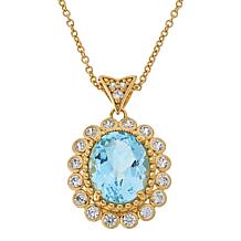 Colleen Lopez Gemstone Scalloped Halo Pendant with Chain