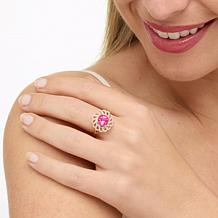 Colleen Lopez Gold-Plated Pink Topaz Round Floral Ring