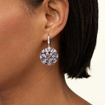 Colleen Lopez Iolite and Zircon Round Cluster Drop Earrings